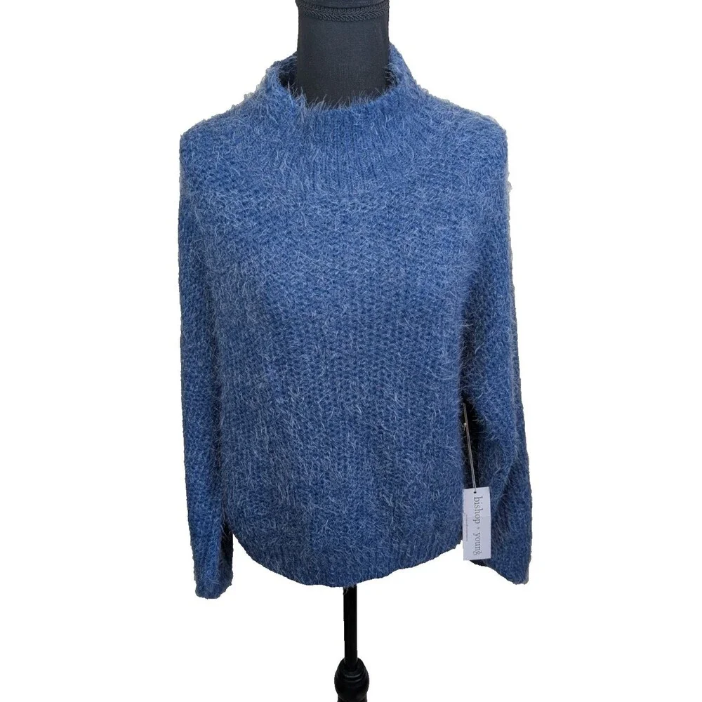 Anthropologie Bishop + Young Sweater Blue Eyelash Pullover Knit Oversized Small